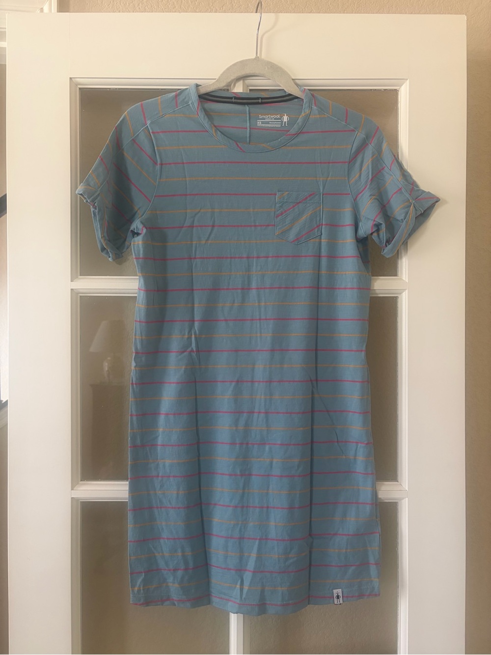 Smartwool Light Teal Striped Pocket Mini Dress